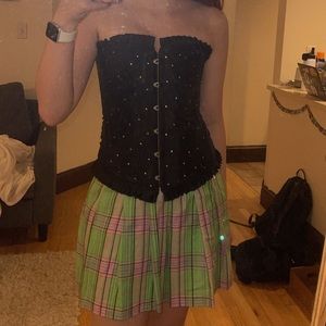 Nordstrom BP green and pink plaid mini skirt
